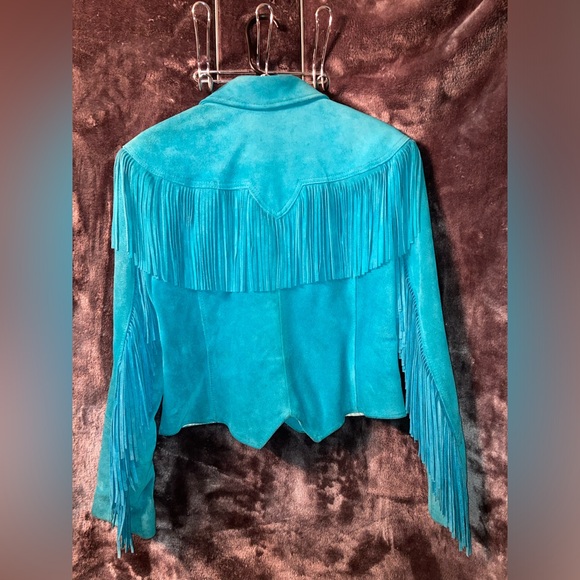Vintage Turquoise Pioneer Wear Fringe Jacket - Picture 3 of 15